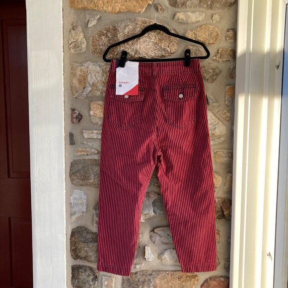 NWT SUNDRY RAILROAD STRIPE POCKET PANT in cherry MSRP $188 women’s 27 - Picture 8 of 12